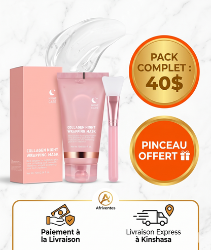 Masque de Nuit au Collagène – Secret d'Éclat & Lift (75ml + Pinceau Offert)