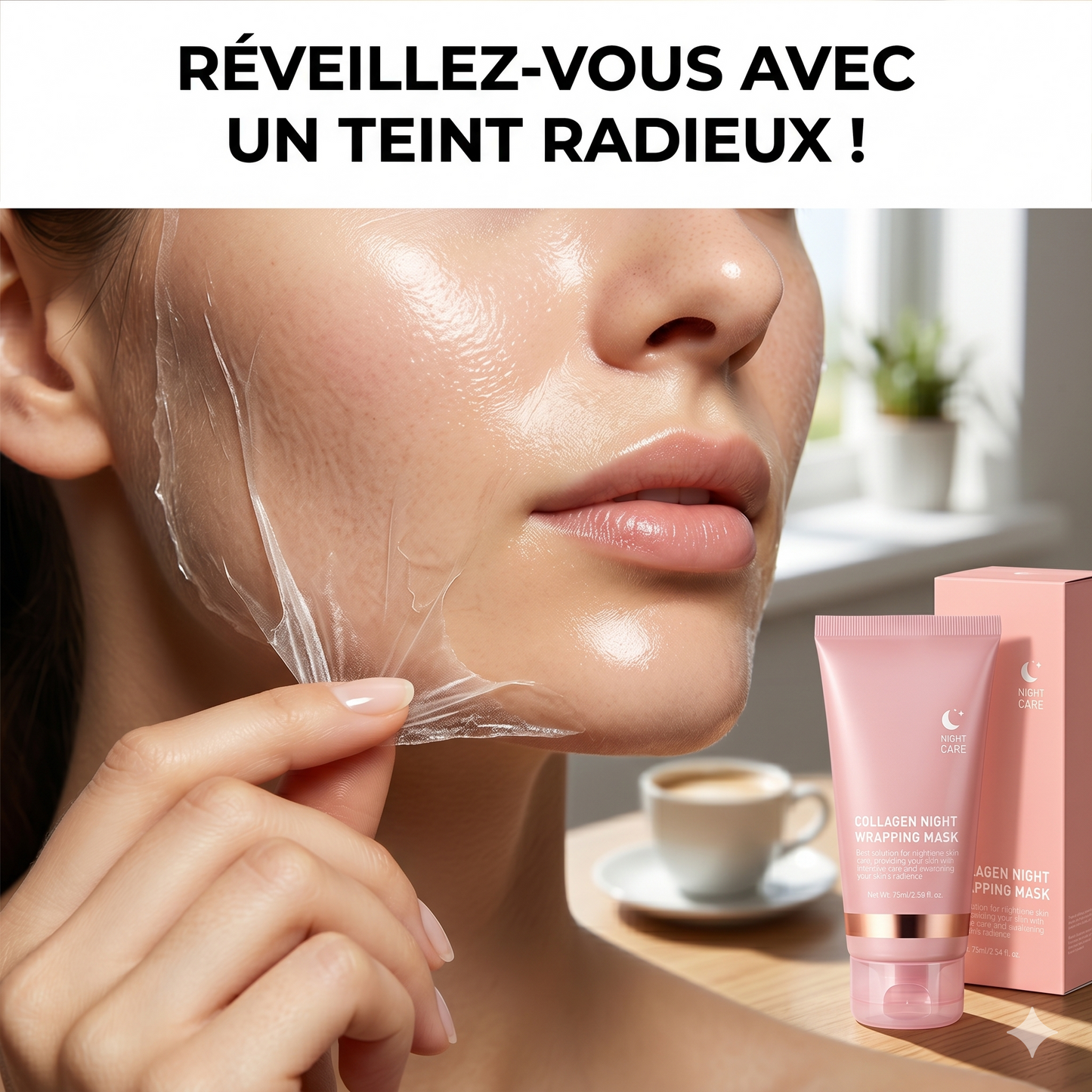 Masque de Nuit au Collagène – Secret d'Éclat & Lift (75ml + Pinceau Offert)