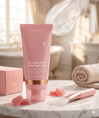 Masque de Nuit au Collagène – Secret d'Éclat & Lift (75ml + Pinceau Offert)